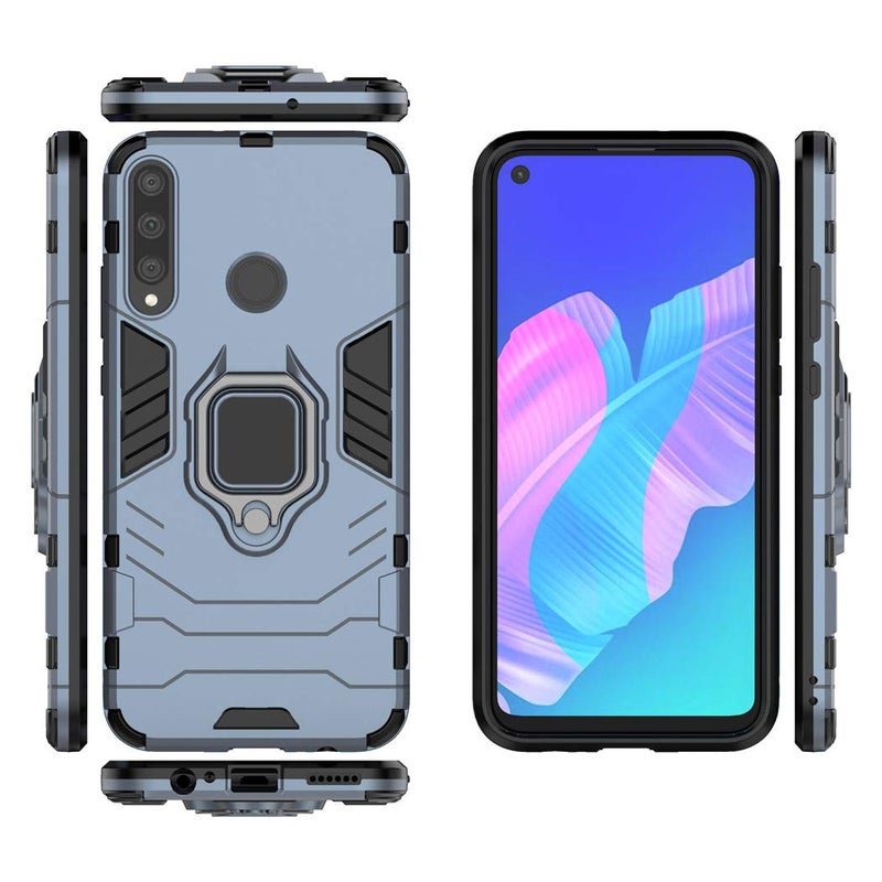 MaiJin LuluMain Compatible with Huawei P40 Lite E, Huawei Y7P Case, Metal Ring Grip Kickstand Shockproof Hard Bumper (Works with Magnetic Car Mount) Dual Layer Rugged Cover (Navy Blue) - Image 3